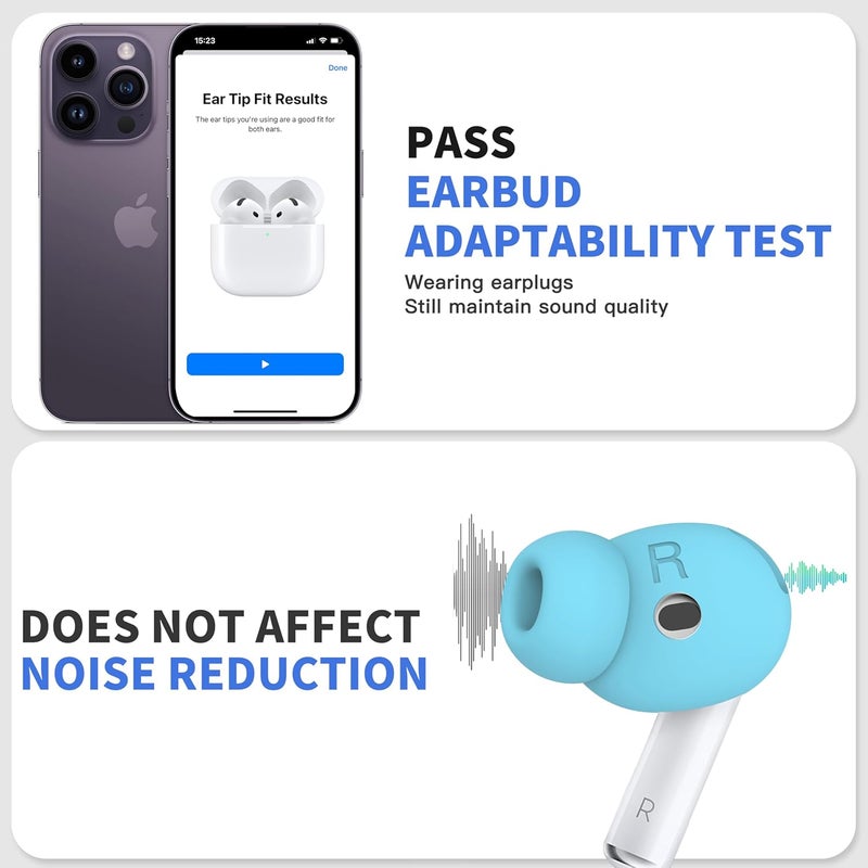 DamonLight 2 Pairs Ear Tips for AirPods 4 Grip Silicone Earbuds Cover [Added Storage Pouch][US Patent Registered] Compatible with Apple AirPods 4th Generation (Ice Blue) - Image 3